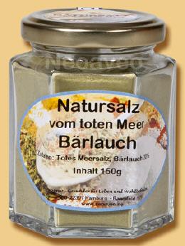 Totes Meer Salz mit B&auml;rlauch zum W&uuml;rzen von Speisen