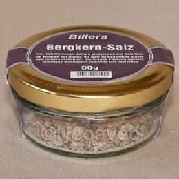 Bergkernsalz 50g f&uuml;r 2,90&euro;  im Probierglas f&uuml;r die Salzm&uuml;hle. Dieses Salz wird in einer Salzmine in &Ouml;sterreich gewonnen. Sehr schmackhaft mit eigener Salznote f&uuml;r rustikale Gerichte.