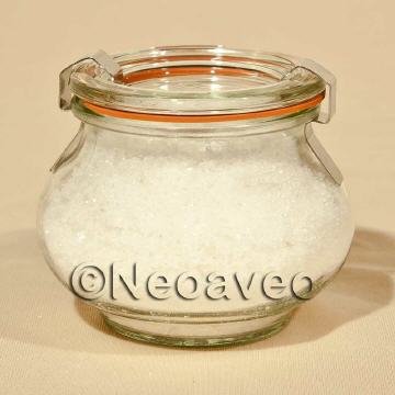 Die Blume des Salzes - Fleur de Sel im Schmuckglas von Weck. Dieses Salz gehört zu den Edelsalzen der Oberklasse.