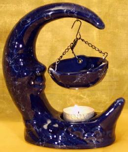 keramische Duftlampe, Halbmond, Aromalampe, Duft-Verdamppfer, dunkelblau