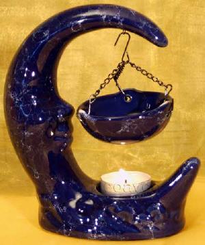 keramische Duftlampe, Halbmond, Aromalampe, Duft-Verdamppfer, dunkelblau