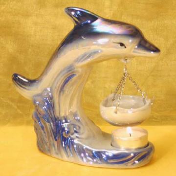 Delfin, keramische Aromalampe, springender Delfin
