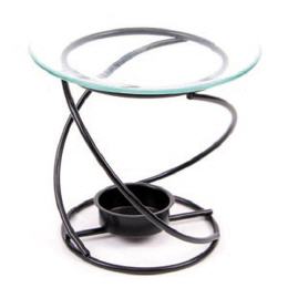 Spirale Aromalampe aus Metall, verspieltes Design, mit zur Spirale geformten Aufnahme der Duftschale. Dekorativ, dezent für den Wohnbereich.