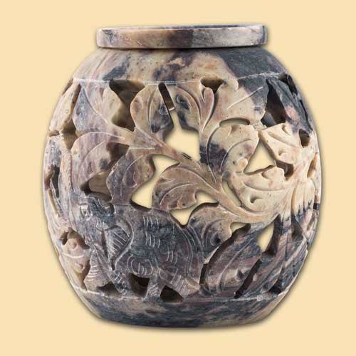 Ranke Aromalampe, Duftlampe aus farbigem Speckstei