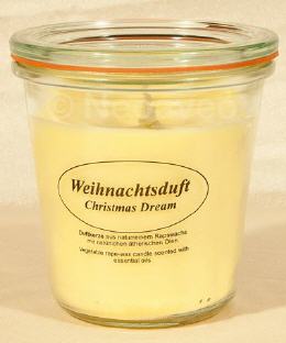  Kerzenfarm Hahn Rapswachskerze mit Weihnachtsduft im Weckglas, vier Gr&ouml;&szlig;en