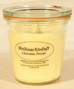  Kerzenfarm Hahn Rapswachskerze mit Weihnachtsduft im Weckglas, vier Gr��en