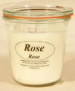 Rose Rapswachskerze mit Duft, von Kerzenfarm Hahn im Weckglas