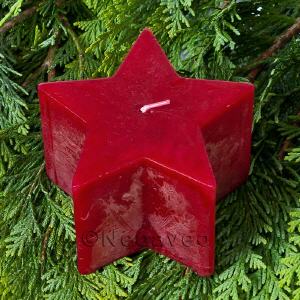 Sternkerze Rot, Trendkerze mit klassischer Farbe f�r die Vorweihnachtszeit zur Gestaltung von Advendskr�nzen und Adventsgestecken mit Tanne und Thuja. Durchmesser 7cm
