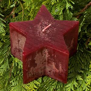 Sternkerze Dunkelrot, 7cm Durchmesser, Adventsdekoration, Weihnachtsgestecke, Pflanzenarangements