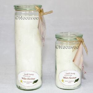 Jumbo Windlicht White Christmas Duftkerze
