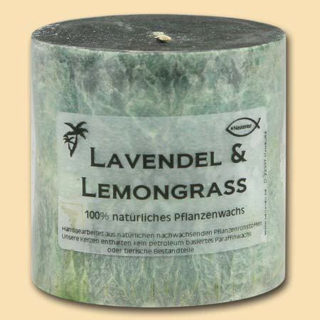 Lavendel & Lemongrass marmorierte Stumpenkerze 7,5