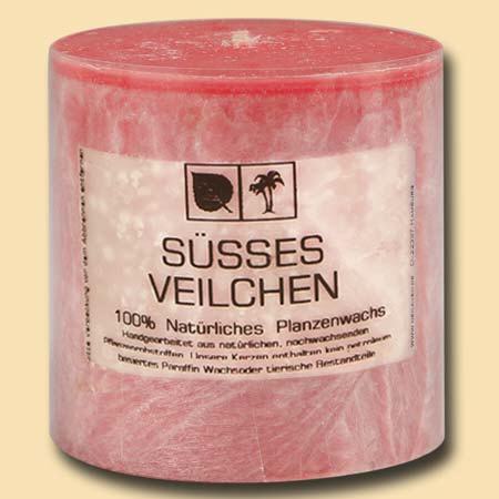 Süsses Veilchen marmorierte Stumpenkerze 7,5cm