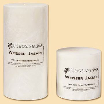 Weißer Jasmin Wellness SPA-Duftkerze mit frischem Blütenduft für angenehme Raumatmosphäre. Erhältlich in zwei Größen mit außergewöhnlichem Duft.