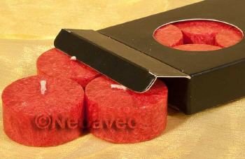 Natur Teelicht in Rot von Kerzenfarm Hahn, ohne H�lle f�r Glaseins�tze, aus nachwachsenden Rohstoffen.