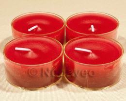 Rubin-Rot Maxi Teelicht, durchgefärbt im hitzebeständigen Acrylbecher, Brenndauer ca. 7 Stunden, stimmungsvolles Kerzenlicht