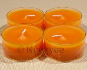 Orange - Maxi Teelicht, durchgef�rbt im hitzebest�ndigen Acrylbecher, Brenndauer ca. 7 Stunden, stimmungsvolles Kerzenlicht