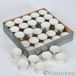 Premium Teelichte weiss im Alubecher, Vorratspack mit 50 St�ck.