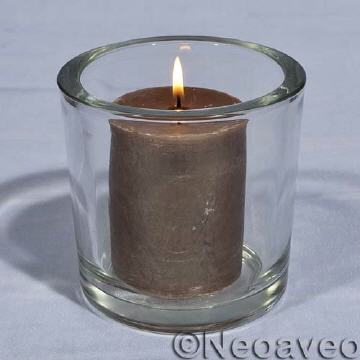 Schweres Kerzenglas aus dickem Klarglas im schlichten Design für stimmungsvolles Kerzenlicht. Glaswindlicht, Glastopf Heavy 12 cm.
