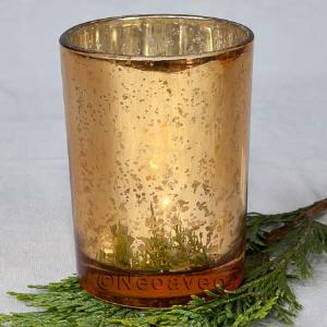 Verwandlungsk�nstler Windlicht Antik Gold 10 cm, teiltransparent, Goldschimmer, kleine Stumpenkerze, Maxi Teelicht