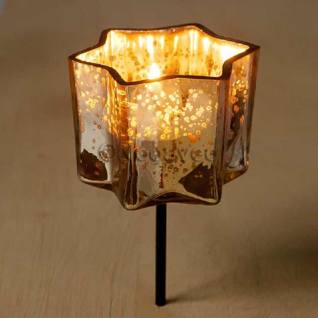 Stern Glaswindlicht Pick Gold antik