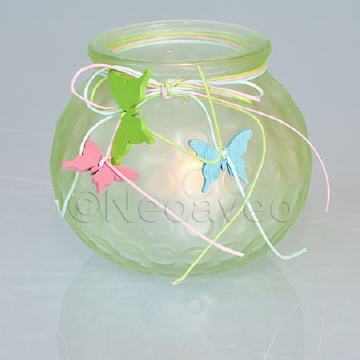 Windlicht Schmetterlinge Hellgrün, Kerzenglas, zur Tischdekoration, Hochzeitsdekoration