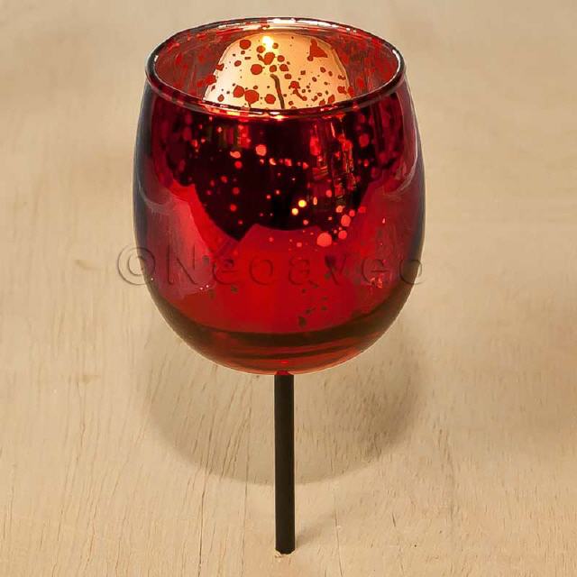Teelichtglas Stecker Shabby Chic Bauernsilber Rot