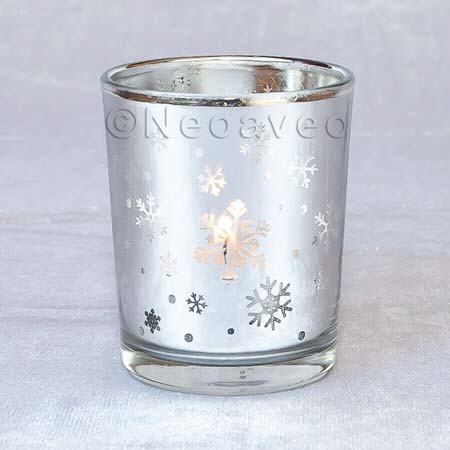 Schneeflocken Votivglas Silber