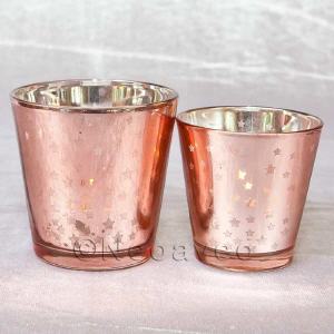 Kerzengl�ser f�r jeden Anlass in gl�nzendem Ros�ton mit Sternen, die durch eine Teelicht zum strahlen gebracht werden. F�r Teelicht und Maxi Teelicht.