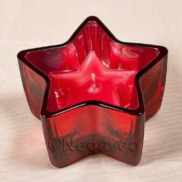 Stern Glas Teelichthalter Rot