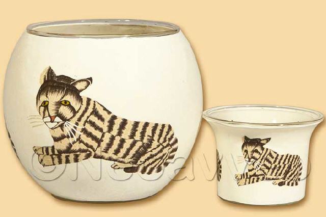 Katze Leuchtglas und Teelichtglas