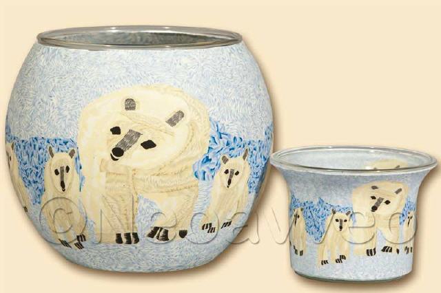 Eisbären -Leuchtglas und Teelichtglas