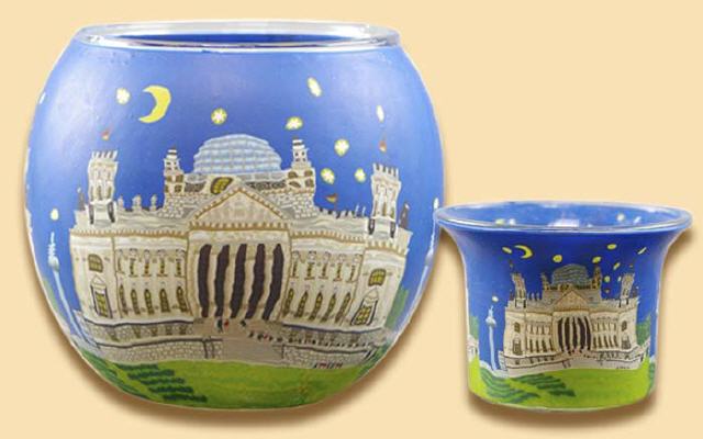 Leuchtglas und Teelichtglas Parlament