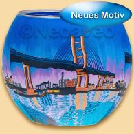 Seebr&uuml;cke von R&uuml;gen 11 cm Leuchtglas, das neue Wahrzeichen der Landverbindung zur Insel. Motiv von Himmlische D&uuml;fte