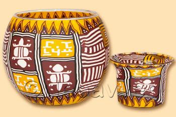 Leuchtglas Afrika Art Ethno und Teelichtglas