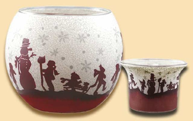 Winterspass Leuchtglas und Teelichtglas