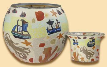 Meeresk�ste Leuchtglas und Teelichtglas, martimes Motiv, K�ste, himmlische D�fte