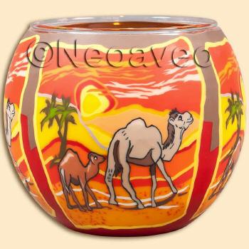 Leuchtglas Kamele 11cm, Kerzenfarm Hahn, W�stentiere
