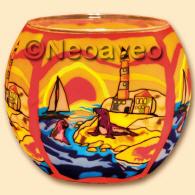 Meeresk&uuml;ste 11 cm Leuchtglas, K&uuml;stenmotiv, maritim, Kerenfarm Hahn