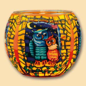 Nachteulen 11cm Leuchtglas, Kerzenfarm Hahn