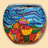 Leuchtglas Zwiebeltürme 11 cm, russisches Motiv, Kerzenfarm Hahn