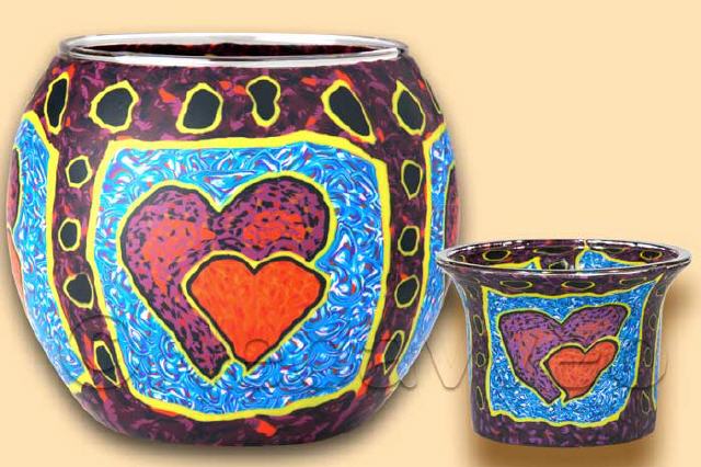 Leuchtglas und Teelichtglas Zweisamkeit