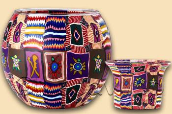 Leuchtglas African Ethno II und Teelichtglas