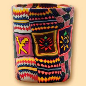 Ethno Leuchtglas Votivglas von Kerzenfarm Hahn, f�r Votivkerze oder LED-Teelicht. Afrikanische Kunst als Motiv f�r das kleine Kerzenglas.