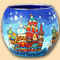 Leuchtglas Moskau 11 cm,Hauptstadt, Russland, Kerzenfarm Hahn, Kreml