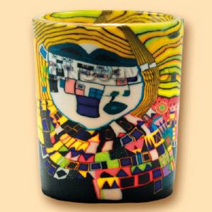 Moderne Kunst gelb Leuchtglas Votivglas f�r Votivkerzen oder LED-Teelicht, von Kerzenfarm Hahn.
