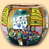 Moderne Kunst Gelb 11 cm Leuchtglas, von Kerzenfarm Hahn