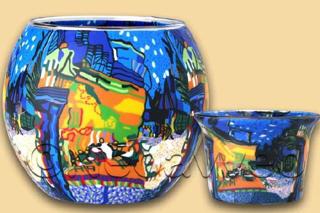 Leuchtglas und Teelichtglas Nachtcafé
