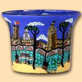 London Leucht-Teelichtglas von Kerzenfarm Hahn, mit Stadtsilhouette, Big Ben und Buckigham Palast, f�r Teelicht oder LED-Teelicht.