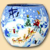 Leuchtglas Rentierschlitten 11 cm, Wintermotiv, von Kerzenfarm Hahn