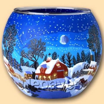 Leuchtglas Kanadische Winternacht 11 cm, Winternacht in Kakanda, Kerzenfarm Hahn